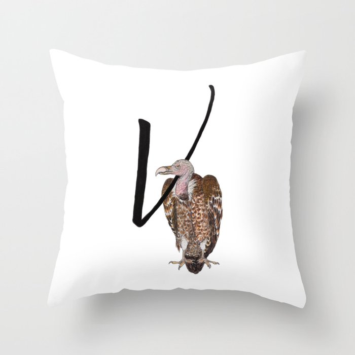 V is for Vulture Throw Pillow