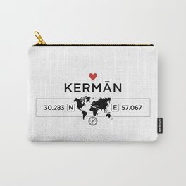 Kermān - Iran - World Map with GPS Coordinates Carry-All Pouch