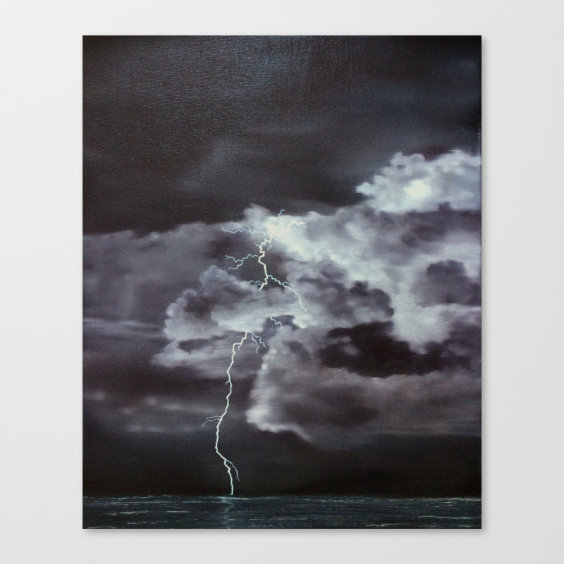 Ocean Lightning Original Oil Painting By Sarah Lynch Canvas