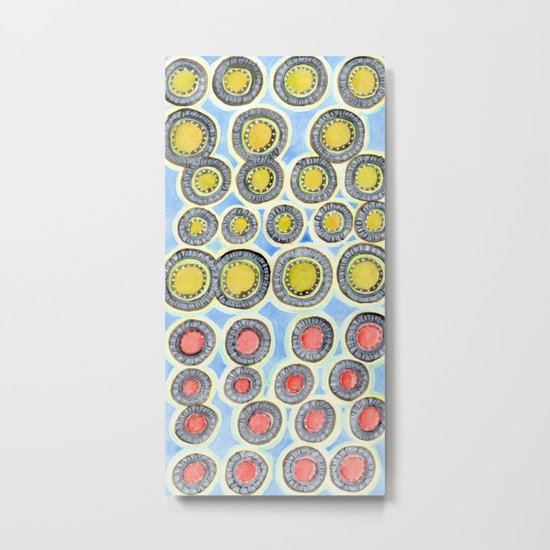 Yellow and Red Sunshine Pattern Metal Print