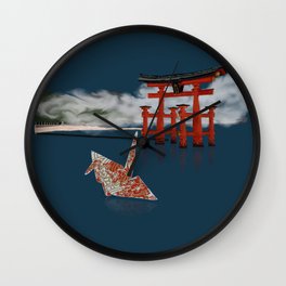 Floating by the Torii Gate Wall Clock