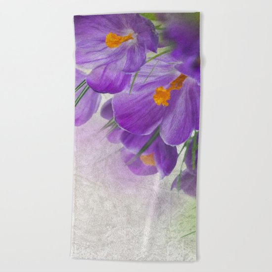 Purple flowers Beach Towel
