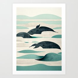Friendly Dolphins Art Print