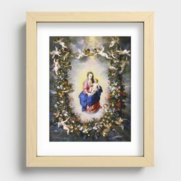 Virgen con Ángeles Flower Garland Mary with Angels Recessed Framed Print