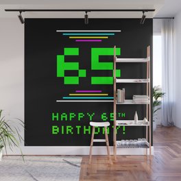 [ Thumbnail: 65th Birthday - Nerdy Geeky Pixelated 8-Bit Computing Graphics Inspired Look Wall Mural ]