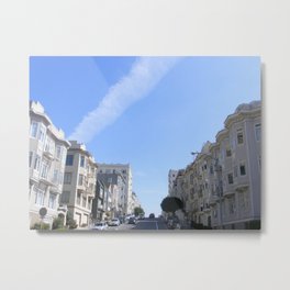 Lanes Metal Print | Blue, Sky, Color, Sunroof, Digital, Townhomes, Cars, Lane, Photo, Architecture 