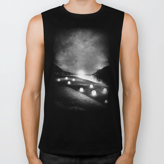 Field of lights (B&W) Biker Tank