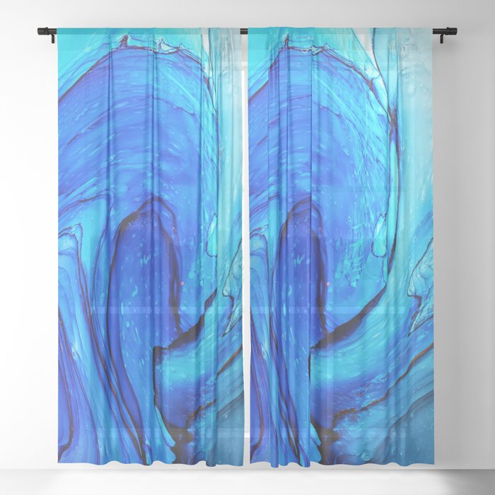 Beautiful abstract art of liquid paint, marbling, alcohol, acrylic, colorful, gold, amber Sheer Curtain