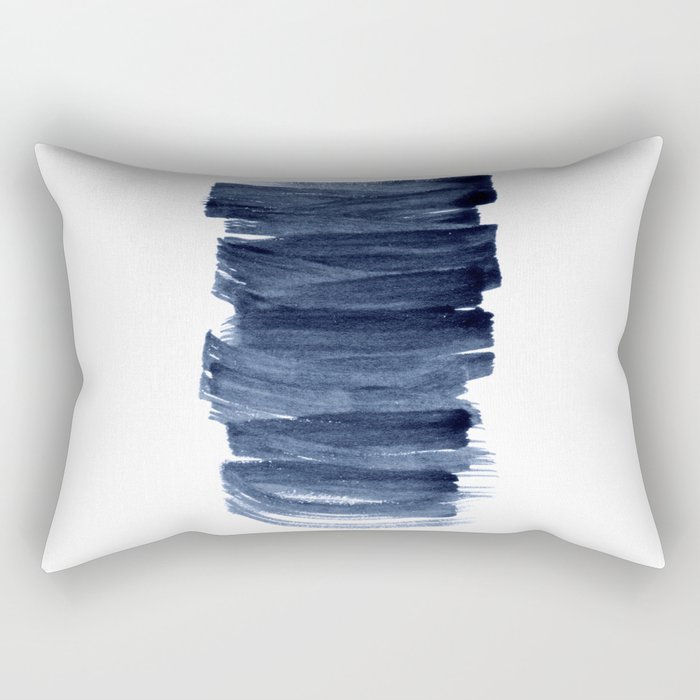 Just Indigo 3 | Minimalist Watercolor Abstract Rectangular Pillow