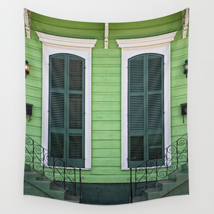 Green Creole Cottage Wall Tapestry