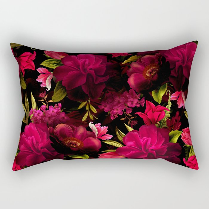 Vintage & Shabby Chic - Dark Red Antique Night Roses Botanical Garden Rectangular Pillow