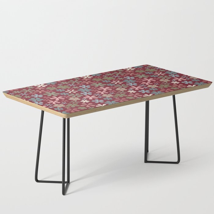 deep red and pink floral eclectic daisy print ditsy florets Coffee Table