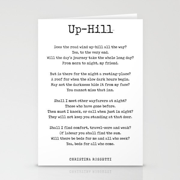 Up-Hill - Christina Rossetti Poem - Literature - Typewriter Print 1 Stationery Cards