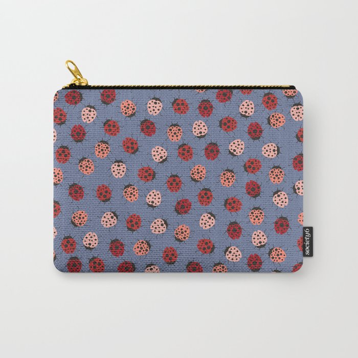 All over Modern Ladybug on Plum Background Carry-All Pouch