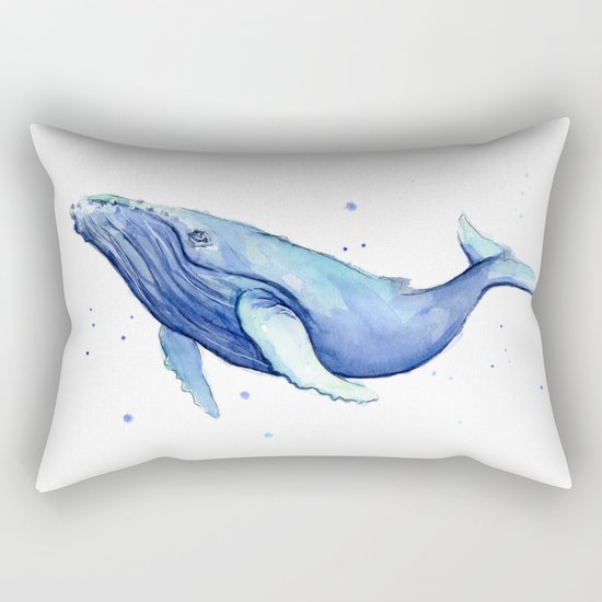 Humpback Whale Watercolor Animal Painting Nursery Animals Rectangular Pillow