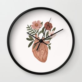 Heart with Flowers Wall Clock