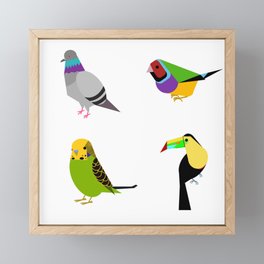 geometric bird print Framed Mini Art Print