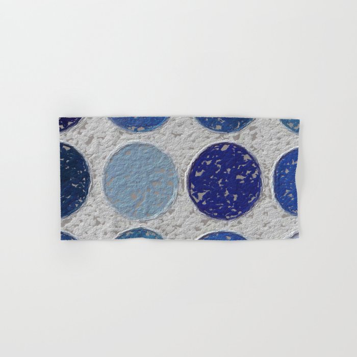 Circles of Blue textured art and home decor Hand & Bath Towel