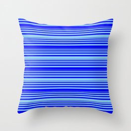 [ Thumbnail: Blue and Sky Blue Colored Pattern of Stripes Throw Pillow ]