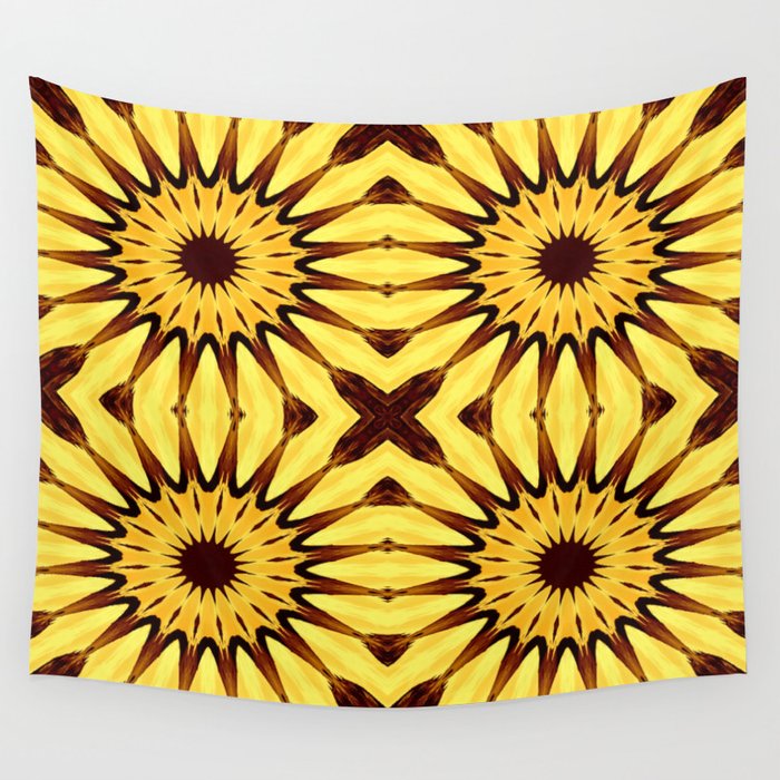 Sunflowers Yellow & Brown Pinwheel Flowers Wall Tapestry
