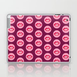 Valentine's retro pixel lips circles burgundy Laptop Skin