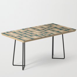 Retro Mid Century Modern Abstract Pattern 635 Green and Beige Coffee Table