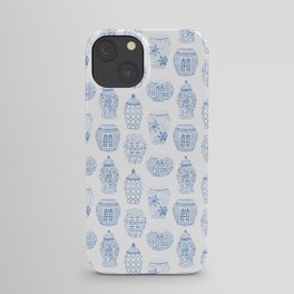 Classic Blue And White Watercolor Ginger Jar Chinoiserie Pattern iPhone Case