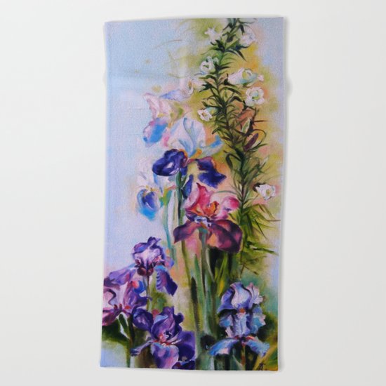 Irises Beach Towel