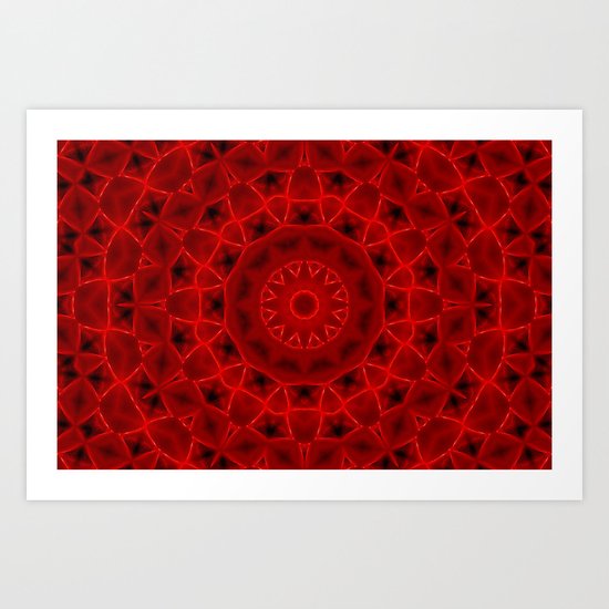 Kaleidoscope Red Alien Nest Pattern Art Print
