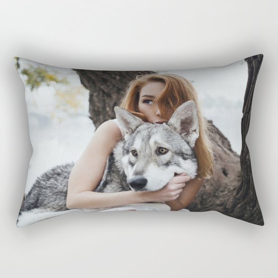 Girl wolf Rectangular Pillow