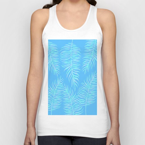 Fern pattern on light blue background Unisex Tank Top