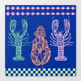 Gingham Blue Lobster Canvas Print