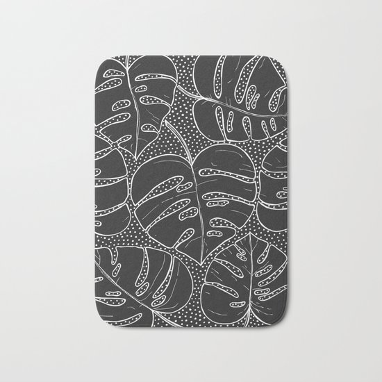 Poá Monstera B&W Bath Mat