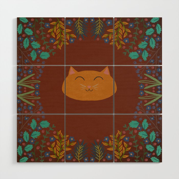 Kitty & Flowers Wood Wall Art