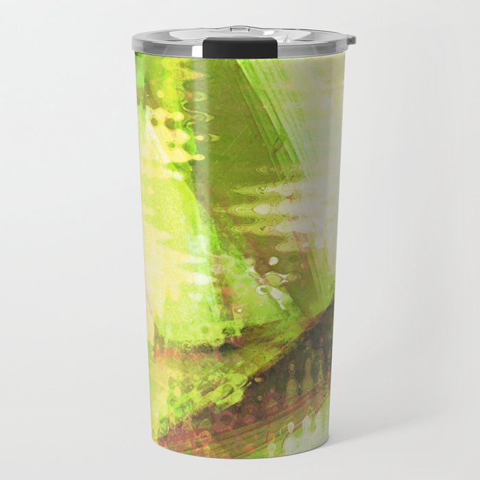 Fragmented Green Abstract Artwork Travel Mug