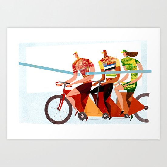Bicycle Tour de France Tandem for Three Art Print