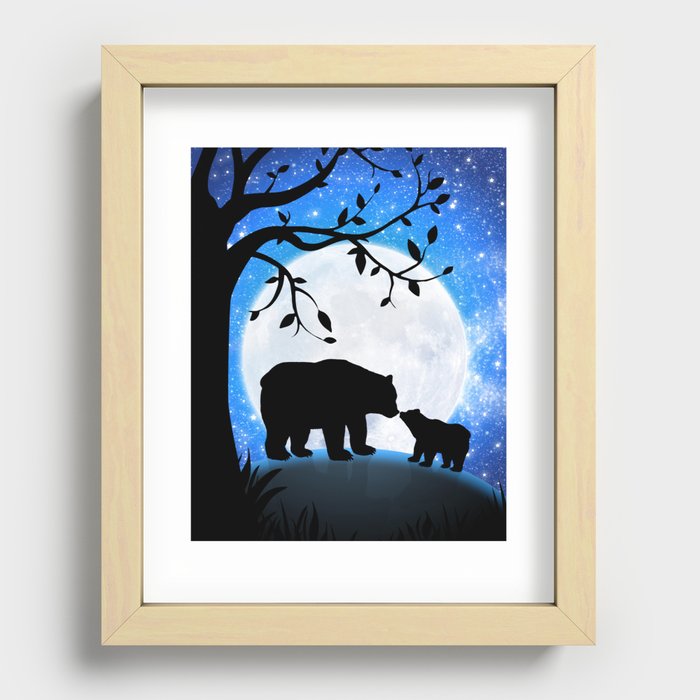 Moon and bears Recessed Framed Print