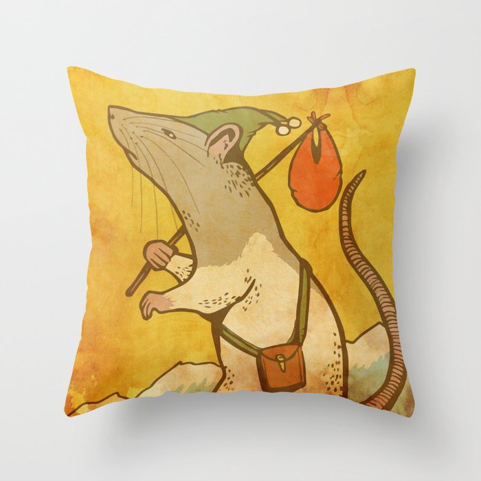 Muroidea Rat Tarot- The Fool Throw Pillow