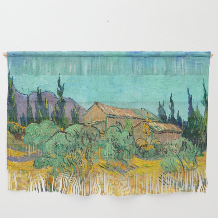 Wooden Cabins among the Olive Trees and Cypresses, 1889 by Vincent van Gogh Wall Hanging