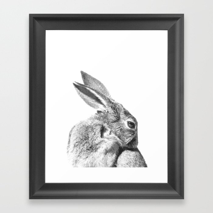 Black and white rabbit Framed Art Print