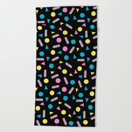Max Out - abstract memphis minimal colorful neon bright happy shapes geometric 1980s 80s retro Beach Towel