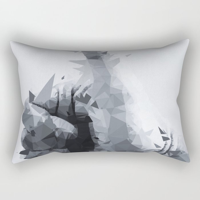 splash geometric thumbs up abstract background in black and white Rectangular Pillow