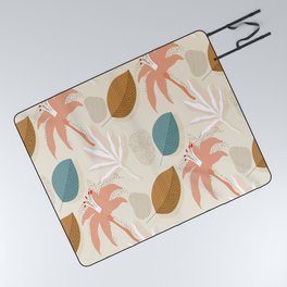 Flower and Leaves Pattern. Picnic Blanket