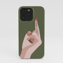 LADYLIKE iPhone Case | Pop Art, Green, Hand, Middlefinger, Ladylike, Curated, Fingertattoo, Graphicdesign, Digital, Red 