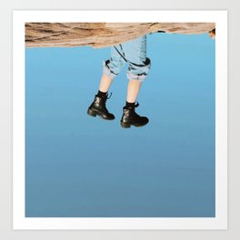 hanging off the earth Art Print