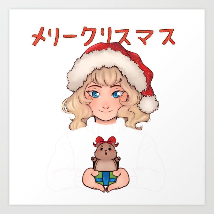 Merry Christmas In Japanese Art Print By Sachel Society6
