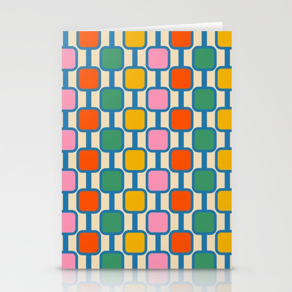 Mod Links Colorful Retro Geometric Stripe Pattern  Stationery Cards