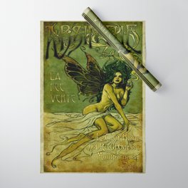 Vintage Parisian Green Fairy Absinthe Alcoholic Aperitif Advertisement Poster Wrapping Paper