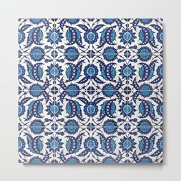 Iznik Pattern Blue and White Metal Print | Floral, Decoration, Iznik, White, Slingchair, Underglaze, Poster, Comforter, Pottery, Istanbul 