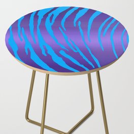 Metallic Tiger Stripes Purple Blue Side Table